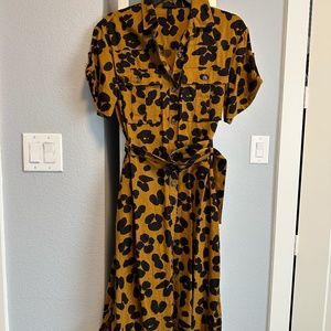 A BeautifulDark Mustard Color Dress With Pockets